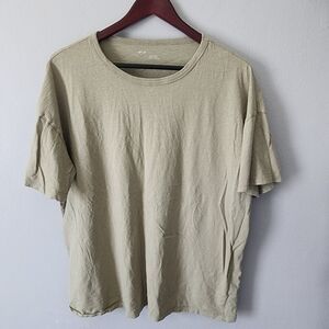 Aerie Olive Green Crew Neck Oversized Distressed Short Sleeve Tshirt Large
